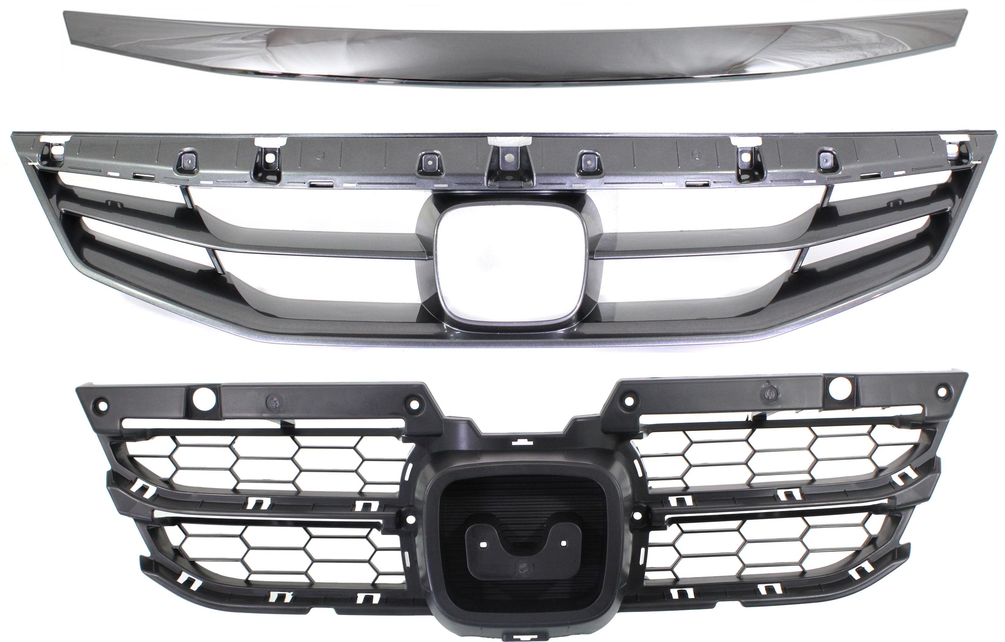 AM ACCORD 11-12 GRILLE 3 pc Kit Coupe with Grille Trim SKU KIT 70315-38 Partslink HO1200202 HO1223103 HO1210135 OEM 71121TE0A11ZA 71124TE0A11-7112