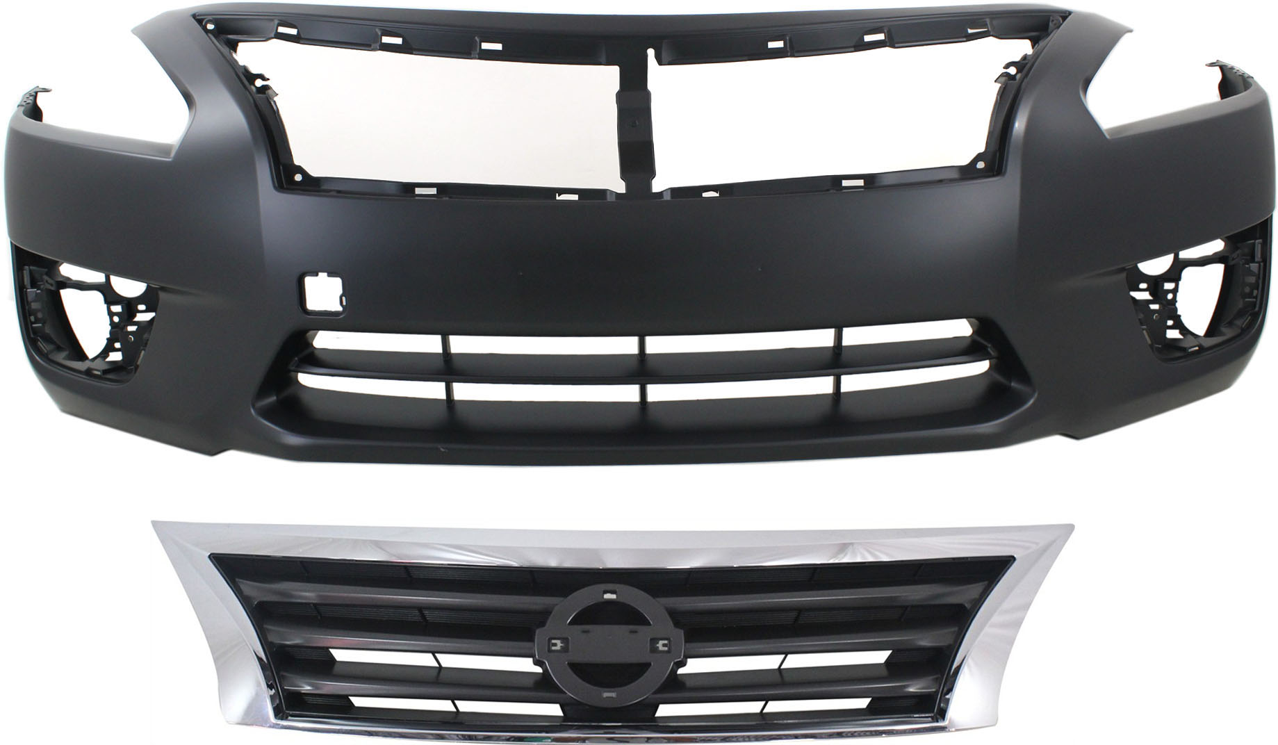 AM ALTIMA 13-15 FRONT BUMPER COVER Primed 2 pc kit with Grille SKU KIT 70315-47 Partslink NI1000285 NI1200250 OEM 620223TA0H 623103TA0A