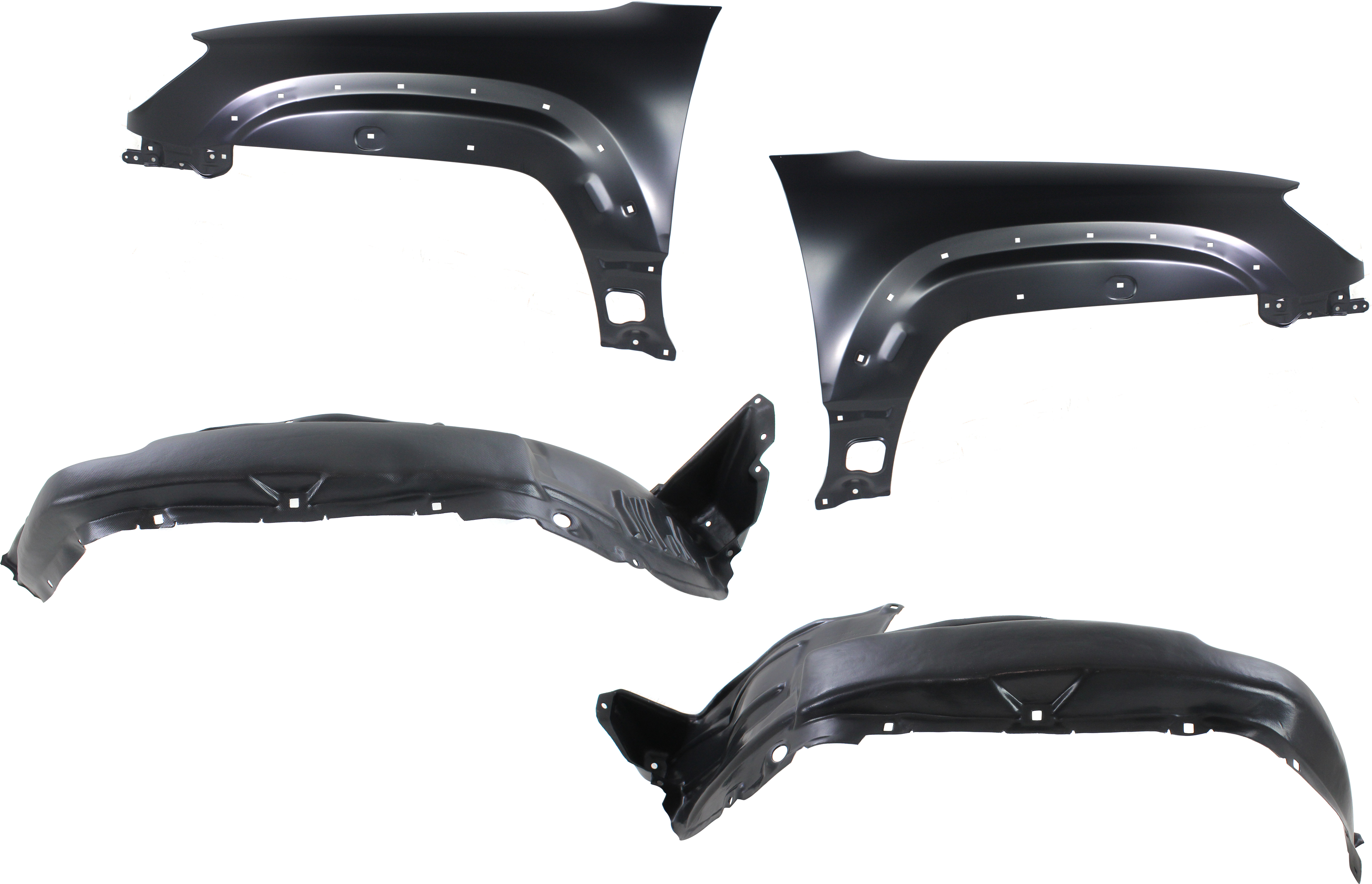 AM 4RUNNER 03-05 FRONT FENDER RH AND LH Primed 4 pc Kit with Fender Liners SKU KIT 70815-04 Partslink TO1241197 TO1240197 TO1250109 TO1251109 OEM 5380135530-5380235620-53876350