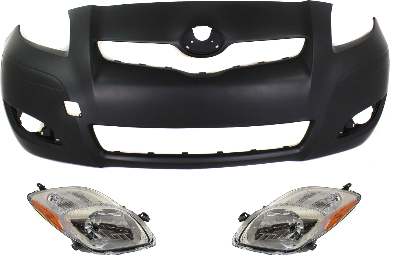 AM YARIS 09-11 HEAD LAMP RH AND LH Lens and Housing Halogen 3 pc Kit with Bumper Cover SKU KIT 70815-23 Partslink TO2518123 TO2519123 TO1000352 OEM 8113052B50-8117052B40-52119529