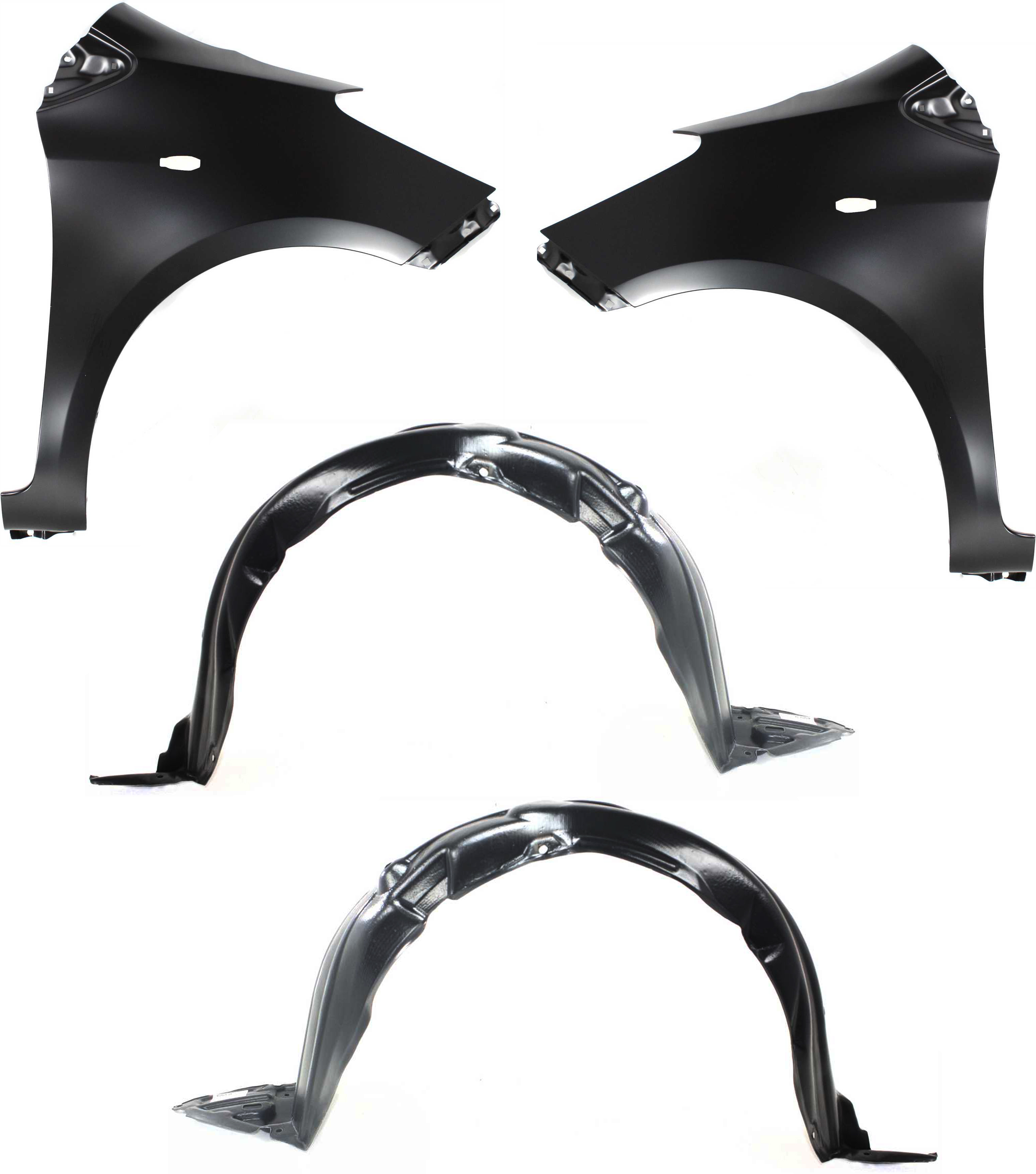 AM YARIS 07-11 FRONT FENDER RH AND LH 4 pc kit with Fender Liners SKU KIT 70815-24 Partslink TO1240215 TO1241215 TO1250119 TO1251119 OEM 5380152100-5380252100-53876521