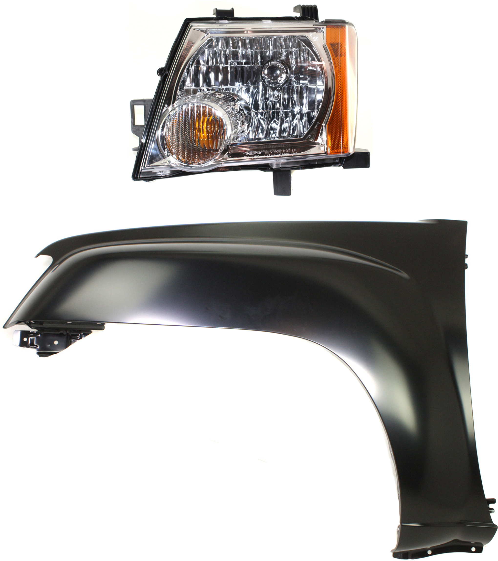 AM XTERRA 05-15 FRONT FENDER LH 2 pc Kit Includes Headlight SKU KIT 70815-32 Partslink NI1240183 NI2502161 OEM FCA01ZL0EA 26060EA025