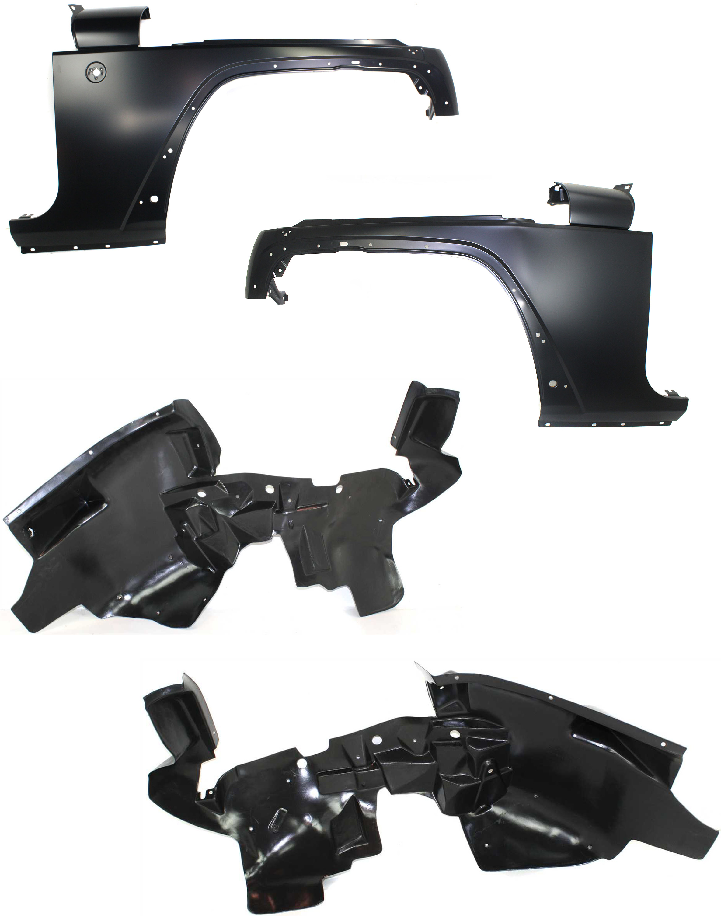 AM WRANGLER 07-17 FRONT FENDER RH AND LH 4 pc kit with Fender Liners SKU KIT 70815-50 Partslink CH1241257 CH1240257 OEM 68029992AC 68029993AC 55157117