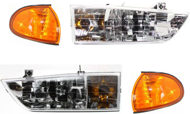 AM WINDSTAR 98-98 HEAD LAMP RH AND LH with Bulbs 4 pc kit with Corner Lights SKU KIT 71615-03 Partslink FO2502152 FO2503152 FO2550116 FO2551116 OEM F78Z13008AB F78Z13008BA F78Z15