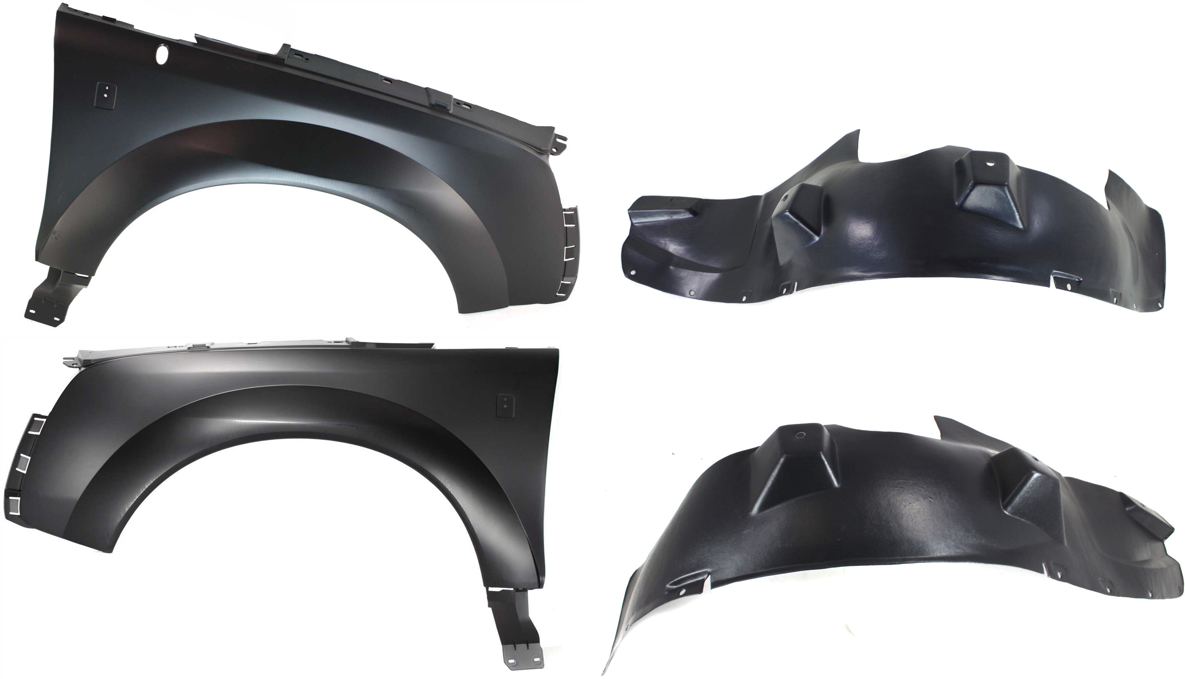 AM VUE 02-07 FRONT FENDER RH AND LH 4 pc kit with Fender Liners SKU KIT 71615-06 Partslink GM1241295 GM1240295 GM1248135 GM1249135 OEM 15842337-15842336-15828907-158