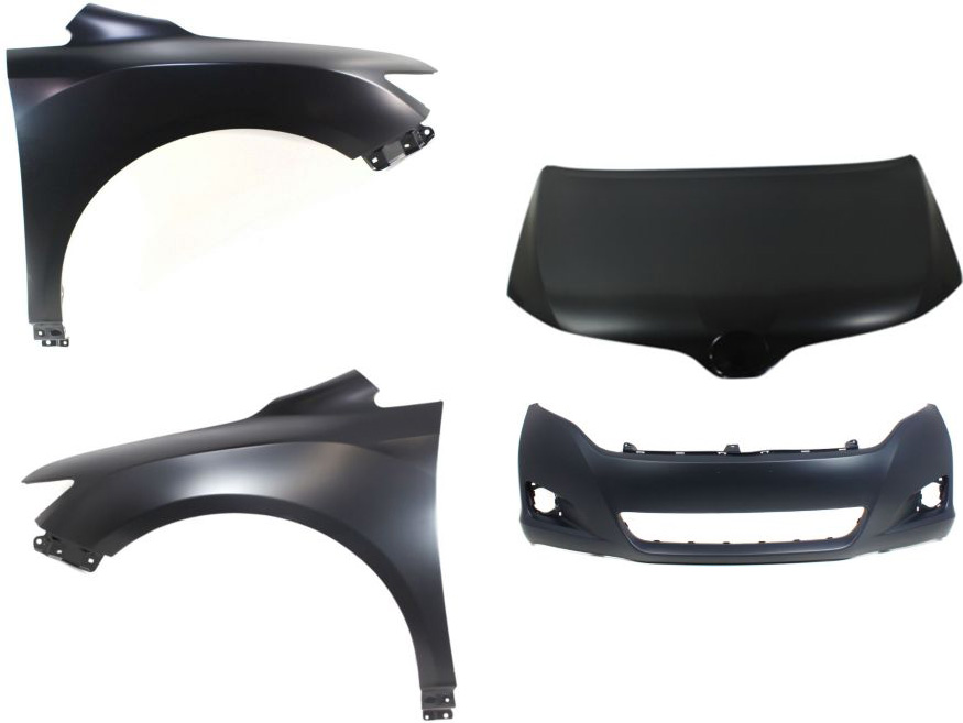 AM VENZA 09-16 HOOD 4 pc Kit with Bumper Cover and Fenders SKU KIT 71615-23 Partslink TO1230214 TO1000354 TO1240230 TO1241230 OEM 533010T020-521190T900-538120T0