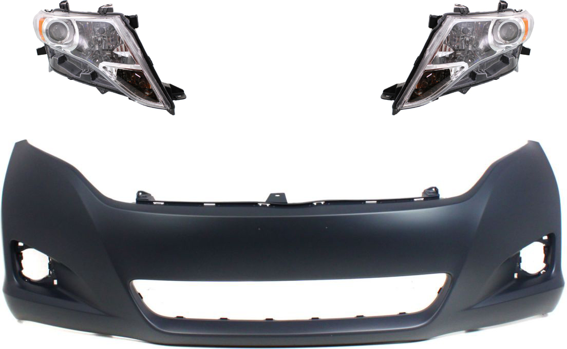AM VENZA 09-15 HEAD LAMP RH AND LH Assembly Halogen 3 pc Kit with Bumper Cover SKU KIT 71615-24 Partslink TO2502189 TO2503189 TO1000354 OEM 811100T020-811500T020-521190T9
