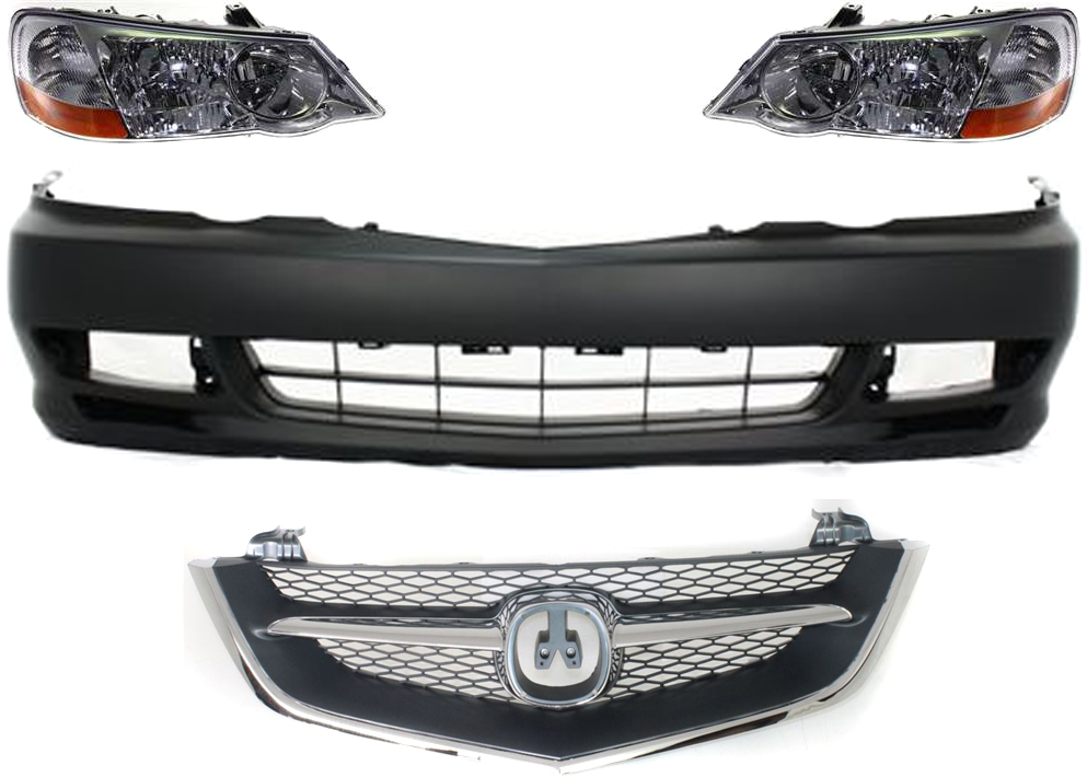 AM TL 02-03 FRONT BUMPER COVER 4 pc Kit with Grille and Headlights SKU KIT 71615-46 Partslink AC1000141 AC1200107 AC2518102 AC2519102 OEM 04711S0KA91ZZ 75101S0KA02-3315