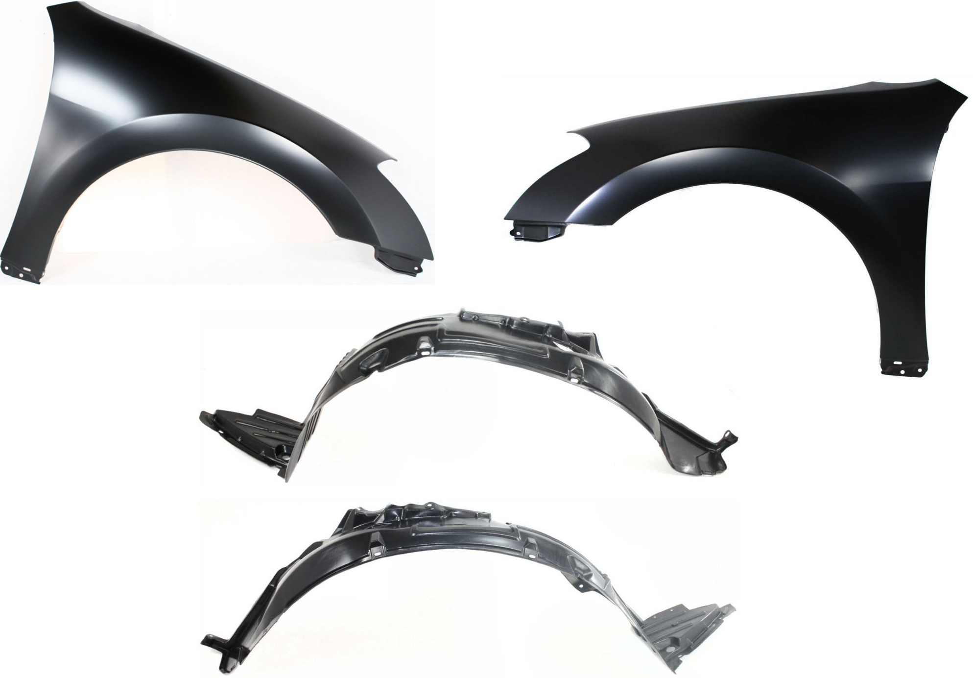 AM MAXIMA 04-08 FRONT FENDER RH AND LH 4 pc kit with Fender Liners SKU KIT 72115-07 Partslink NI1241176 NI1240176 NI1250115 NI1251115 OEM 631127Y030-631137Y030-63843ZK0