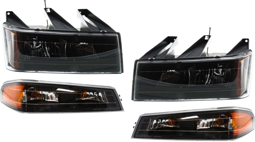 AM CANYON COLORADO 04-12 HEAD LAMP RH AND LH with Bulbs 4 pc Kit with Corner Lights SKU KIT 72413-06 Partslink GM2502234 GM2503234 GM2520189 GM2521189 OEM 20766569-20766570-19328954-194