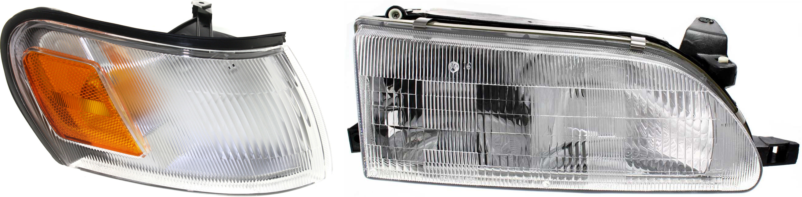 AM COROLLA 93-97 HEAD LAMP RH Assembly Halogen 2 pc Kit with Corner Light SKU KIT 72413-09 Partslink TO2503107 TO2551106 OEM 811101E221-8161012600