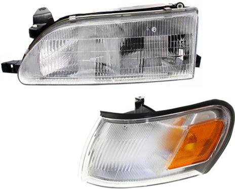 AM COROLLA 93-97 HEAD LAMP LH Assembly Halogen 2 pc Kit with Corner Light SKU KIT 72413-10 Partslink TO2502107 TO2550106 OEM 811501A491-8162012600