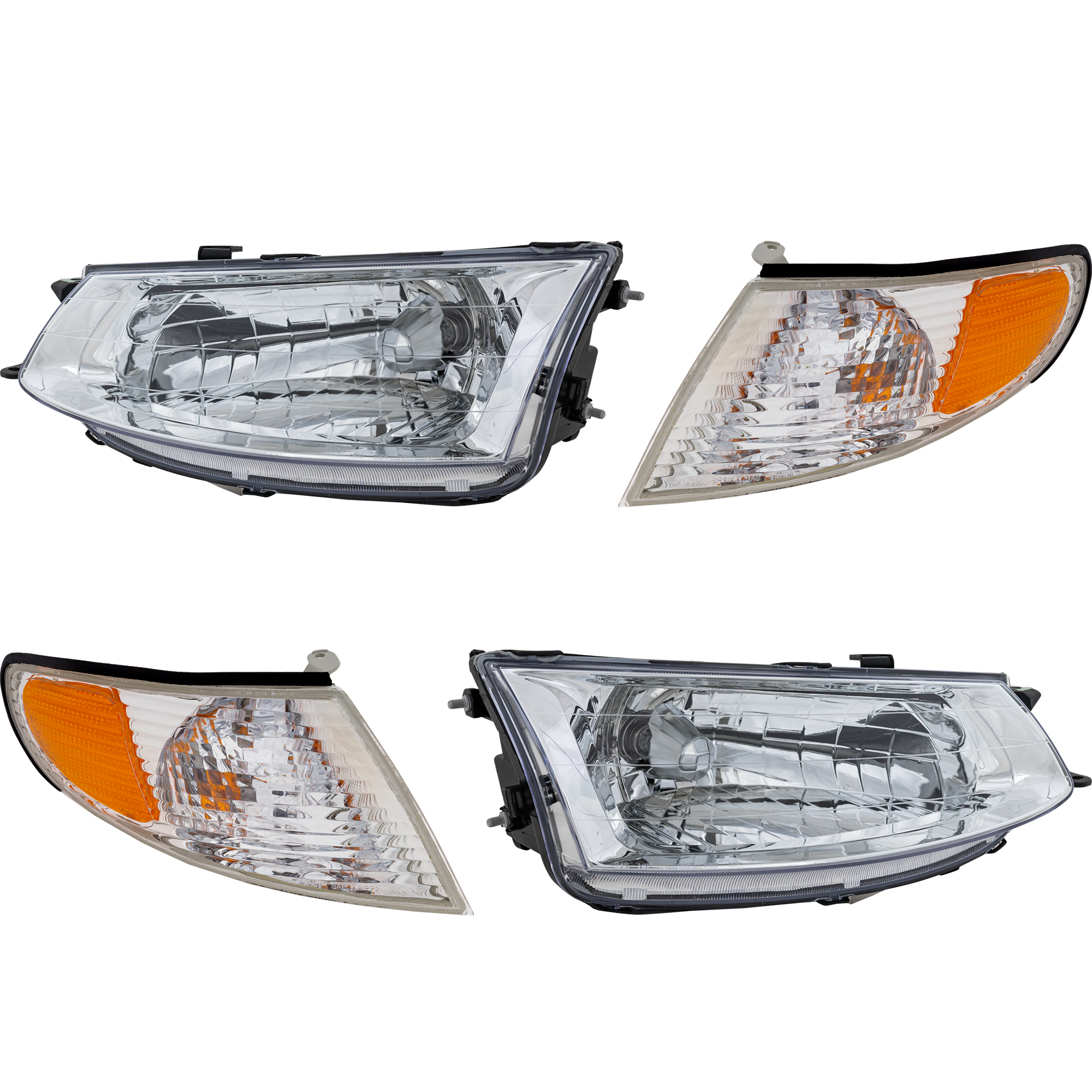 AM SOLARA 99-01 HEAD LAMP RH AND LH with Bulbs 4 pc Kit with Corner Lights SKU KIT 73013-01 Partslink TO2503131 TO2502131 TO2520159 TO2521159 OEM 8111006050-8115006050-81620060