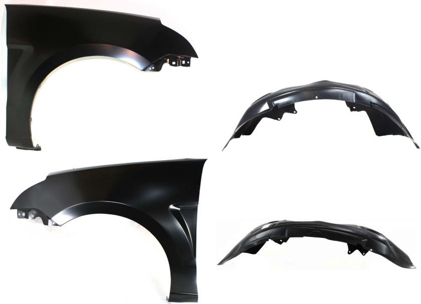 AM FOCUS 08-11 FRONT FENDER RH AND LH 4 pc kit with Fender Liners SKU KIT 80115-20 Partslink FO1240267 FO1241267 FO1248131 FO1249131 OEM 8S4Z16005A 8S4Z16006A 8S4Z1610