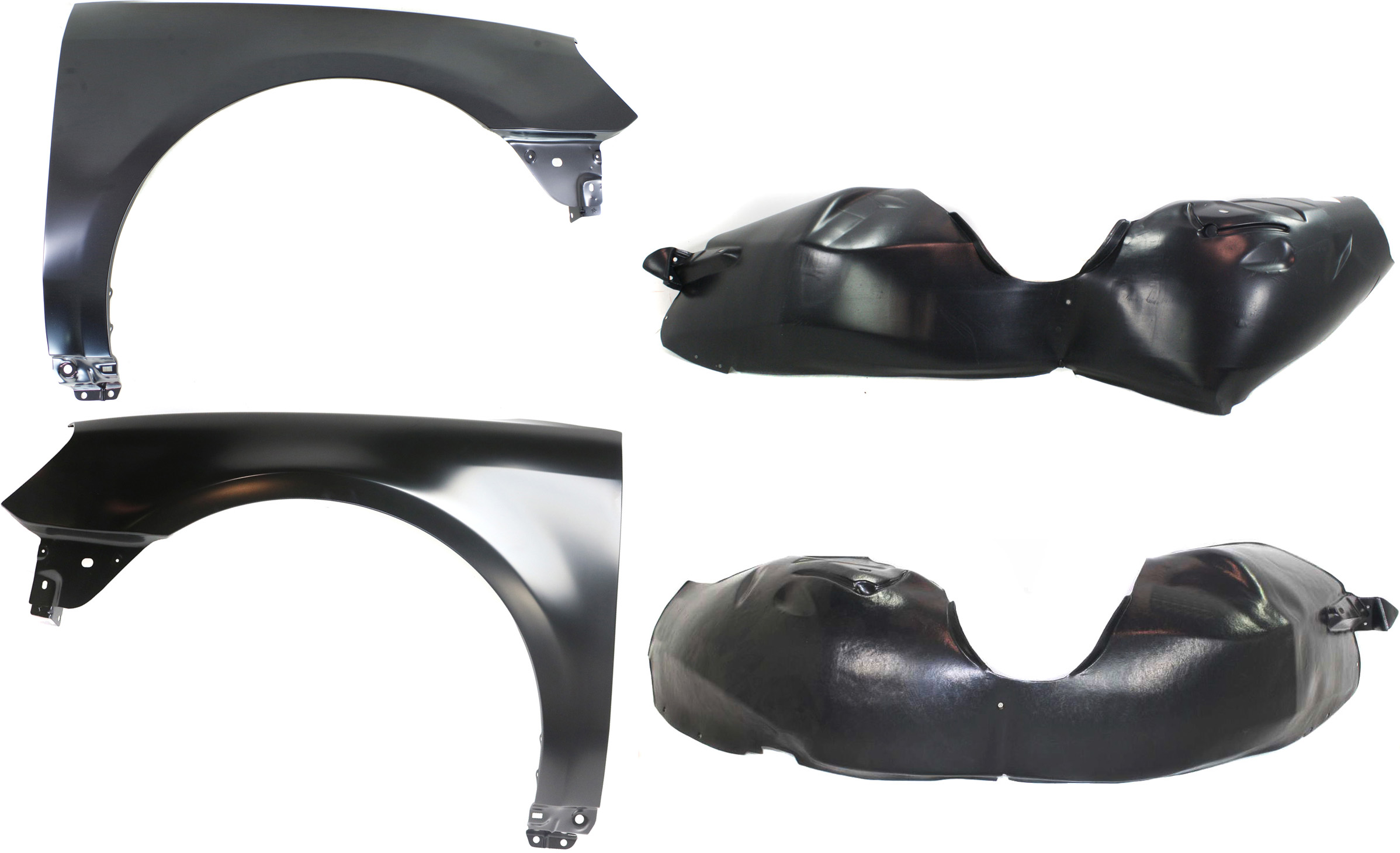 AM FIVE HUNDRED 05-07 FRONT FENDER RH AND LH 4 pc kit with Fenders Liners SKU KIT 80115-22 Partslink FO1241239 FO1240239 FO1250138 FO1251138 OEM 5G1Z16005AA 5G1Z16006AA 5G1Z16