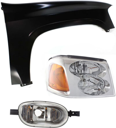 AM ENVOY 02-09 HEAD LAMP RH Assembly Halogen 3 pc Kit with Corner Light and Fender SKU KIT 80115-37 Partslink GM2503220 GM2549101 GM1241304 OEM 15866070-15937714-12477996