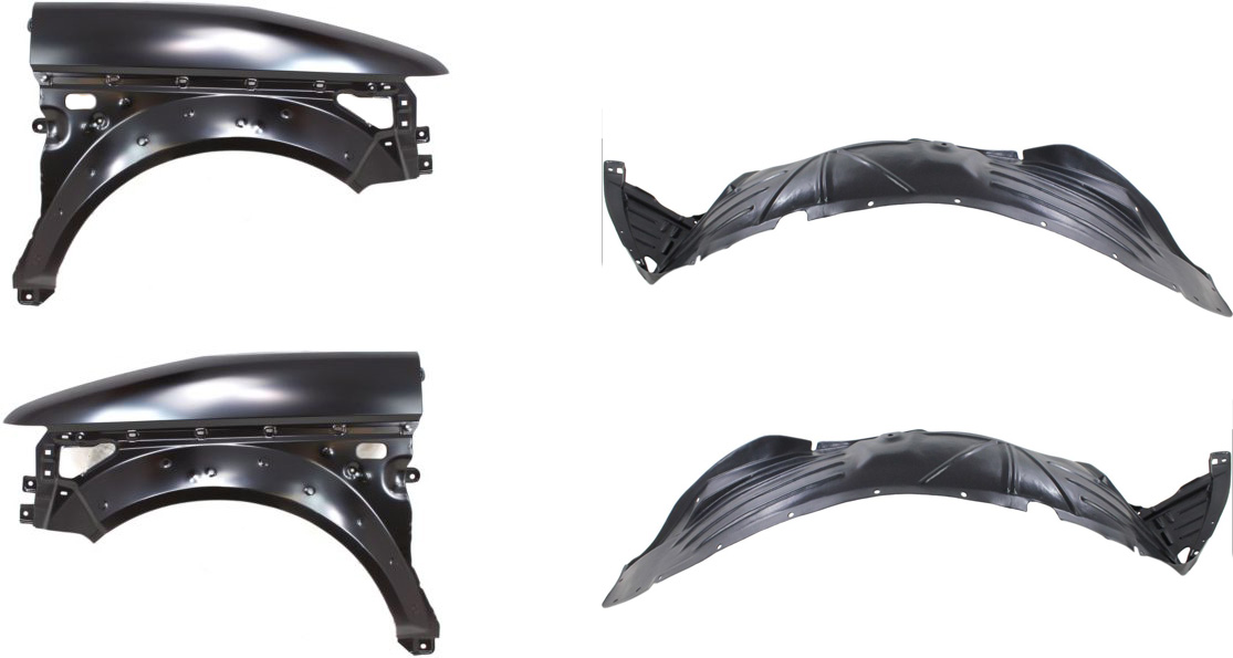 AM ELEMENT 03-05 FRONT FENDER RH AND LH 4 pc kit with Fender Liners SKU KIT 80115-42 Partslink HO1241161 HO1240161 HO1248122 HO1249123 OEM 60211SCVA91ZZ 60261SCVA91ZZ 74