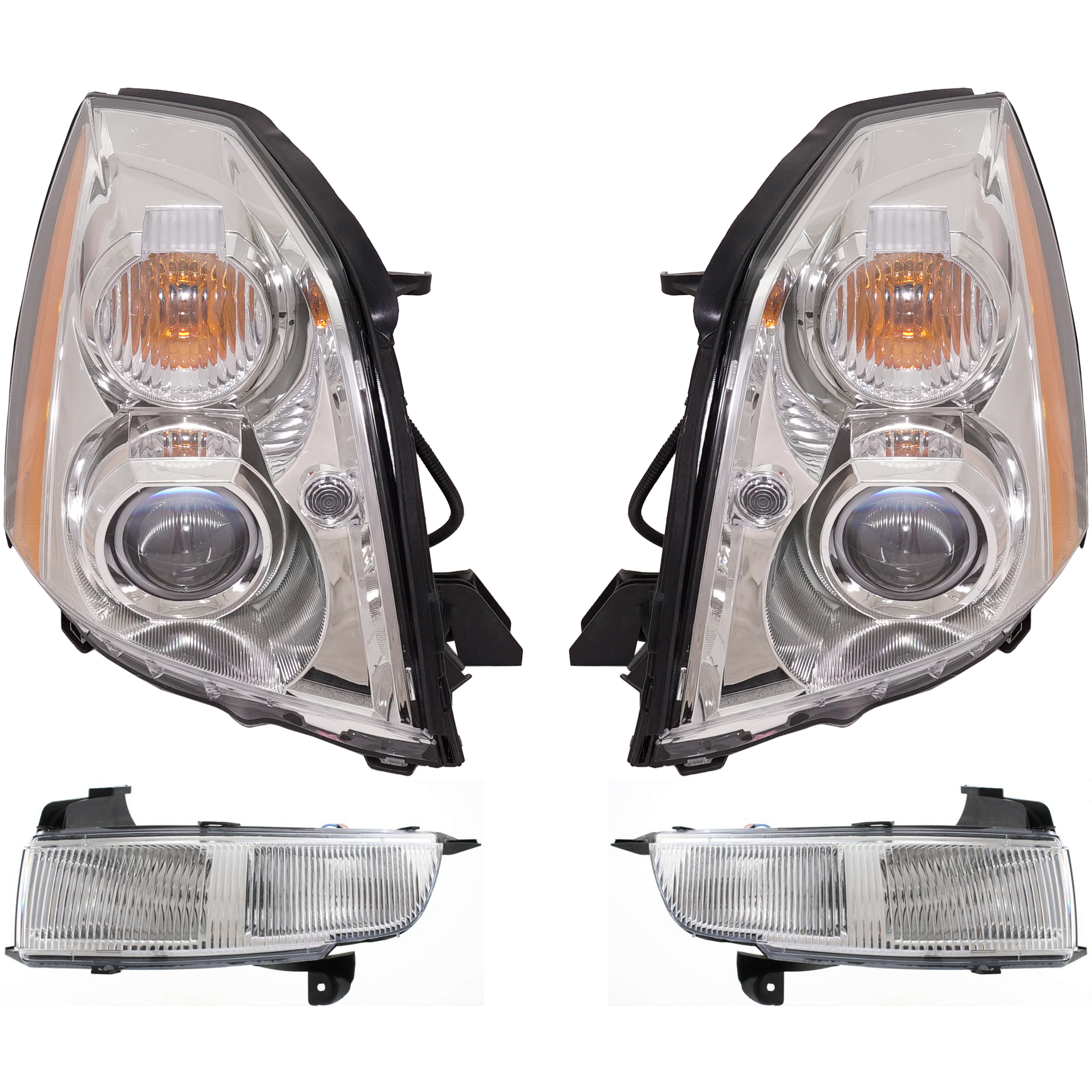 AM DTS 06-11 HEAD LAMP RH AND LH with Bulbs HID Xenon 4 pc Kit with Fog Lights SKU KIT 80615-22 Partslink GM2502275 GM2503275 GM2592159 GM2593159 OEM 20861481-20861482-25797625-257