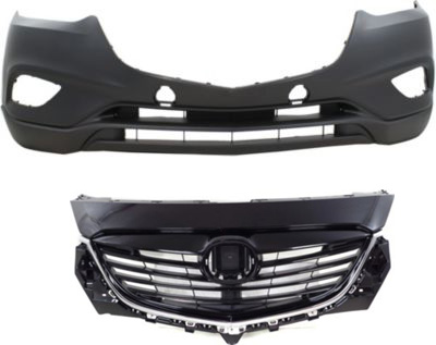 AM CX 9-13-13 FRONT BUMPER COVER Primed 2 pc Kit with Grille SKU KIT 80615-31 Partslink MA1000237 MA1200191 OEM TK2150031DBB TK2150710DPZ