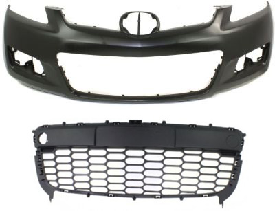 AM CX 7-07-09 FRONT BUMPER COVER Primed 2 pc Kit with Bumper Grille SKU KIT 80615-34 Partslink MA1000211 MA1036108 OEM EG2150031GBB EG21501T1C