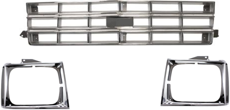AM BLAZER 87-90 S10-82-90 S10 BLAZER 83-90 GRILLE 3 pc Kit with Headlight Doors SKU KIT 80914 B01 Partslink GM1200334 GM2512121 GM2513121 OEM 14027187-15591585-15591586