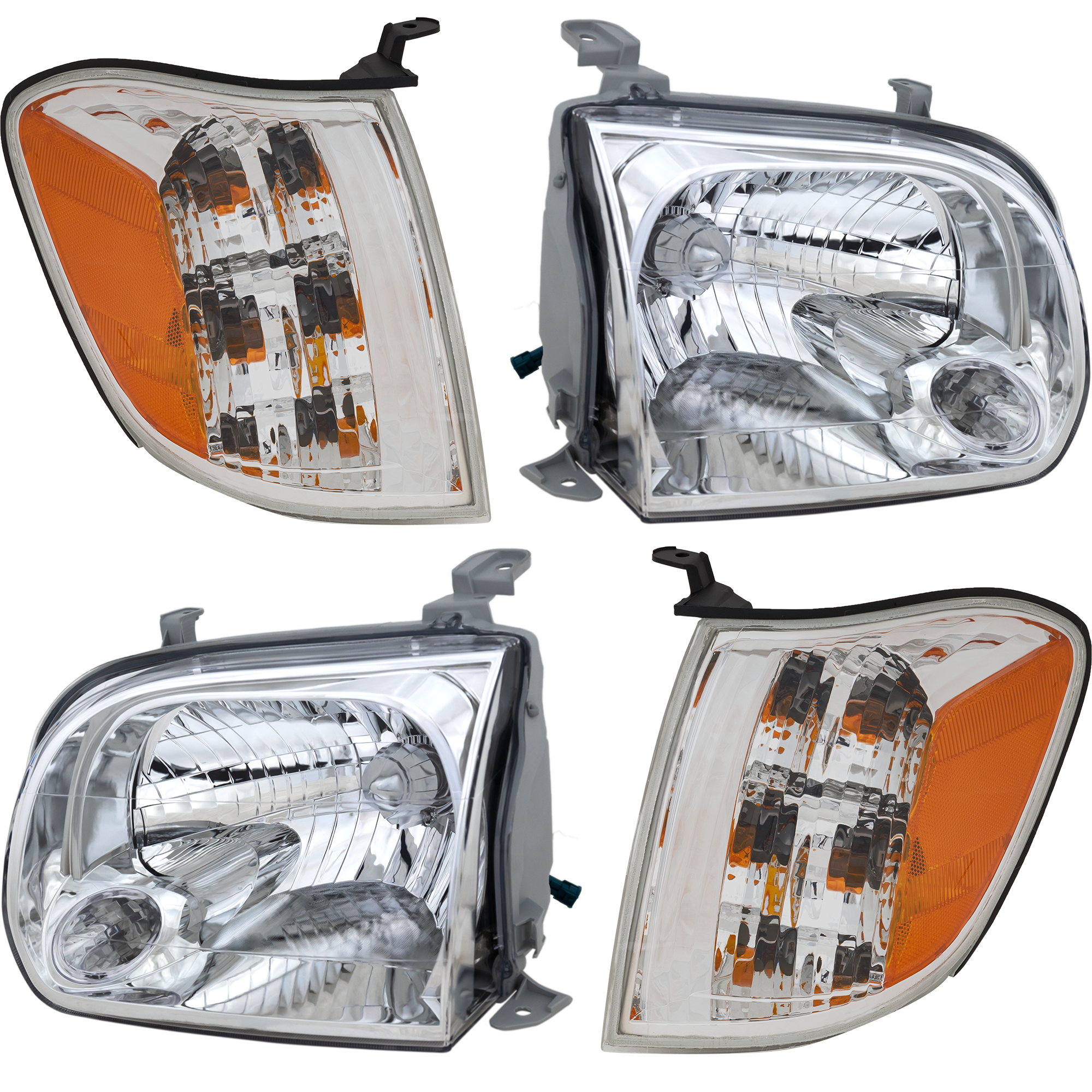 AM SEQUOIA 05-07 TUNDRA 05-06 HEAD LAMP RH AND LH 4 pc Kit Assembly Halogen Tundra Double Cab From 8-04 with Turn Signal Lights SKU KIT 81213-03 Partslink TO2503158 TO2502158 TO2530147 TO2531147 OEM 811100C031-811500C031-815200C0