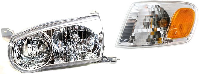 AM COROLLA 01-02 HEAD LAMP LH Assembly Halogen 2 pc Kit with Corner Light SKU KIT 81313-11 Partslink TO2502133 TO2530137 OEM 8115002100-8152002070