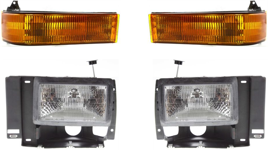 AM RANGER 89-92 EXPLORER 91-94 HEAD LAMP RH AND LH Assembly Halogen 4 pc Kit with Turn Signal Lights SKU KIT 81313-25 Partslink FO2502107 FO2503107 FO2520109 FO2521107 OEM F1TZ13008C F1TZ13008D F1TZ1320