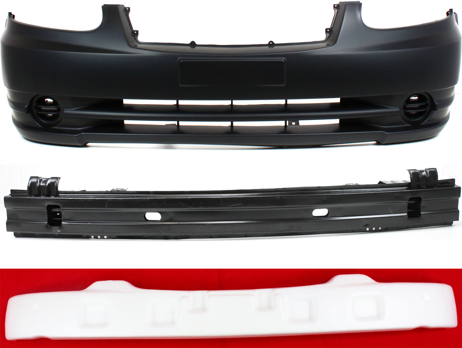 AM ACCENT 03-06 FRONT BUMPER COVER Primed 3 pc Kit with Bumper Absorber and Bumper Reinforcement SKU KIT 81915-07 Partslink HY1000145 HY1070114 HY1006118 OEM 8651125650-8652025650-86530256