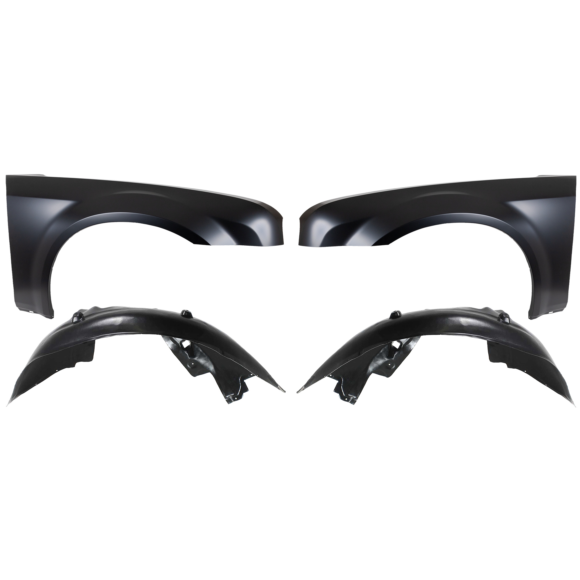 AM 300-05-10 FRONT FENDER RH AND LH 4 pc kit with Fender Liners SKU KIT 81915-42 Partslink CH1240245 CH1241245 CH1250128 CH1251128 OEM 5183422AB 5183423AB 5065503AC