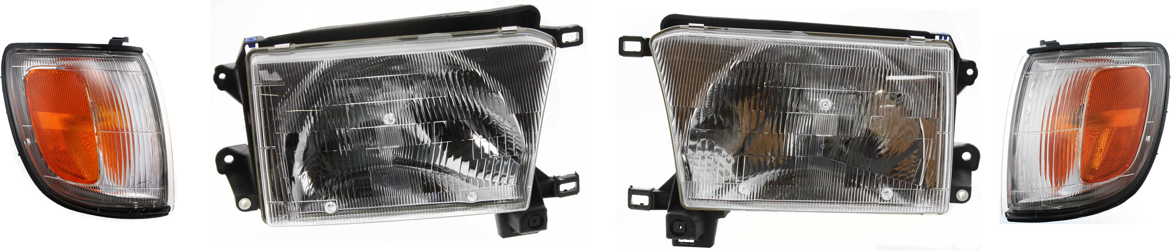 AM 4RUNNER 96-97 HEAD LAMP RH AND LH with Bulbs 4 pc Kit with Corner Lights SKU KIT 82515-33 Partslink TO2503118 TO2502118 TO2520148 TO2521148 OEM 8111035231-8115035211-81620353