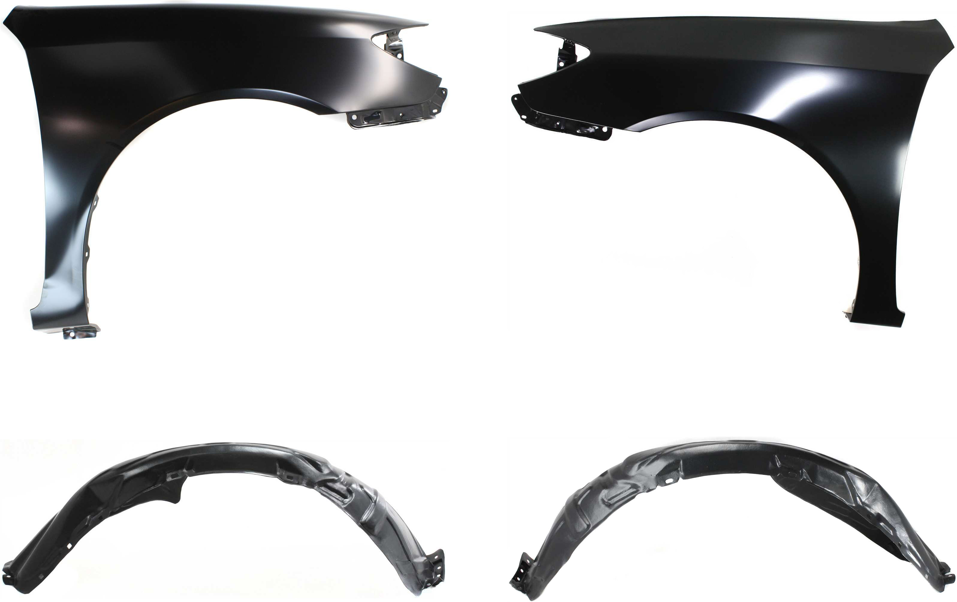 AM CAMRY 02-06 FRONT FENDER RH AND LH 4 pc kit with Fender Liner SKU KIT 82515-49 Partslink TO1241184 TO1240184 TO1248116 TO1249116 OEM 53801AA020-53802AA020-53876AA0