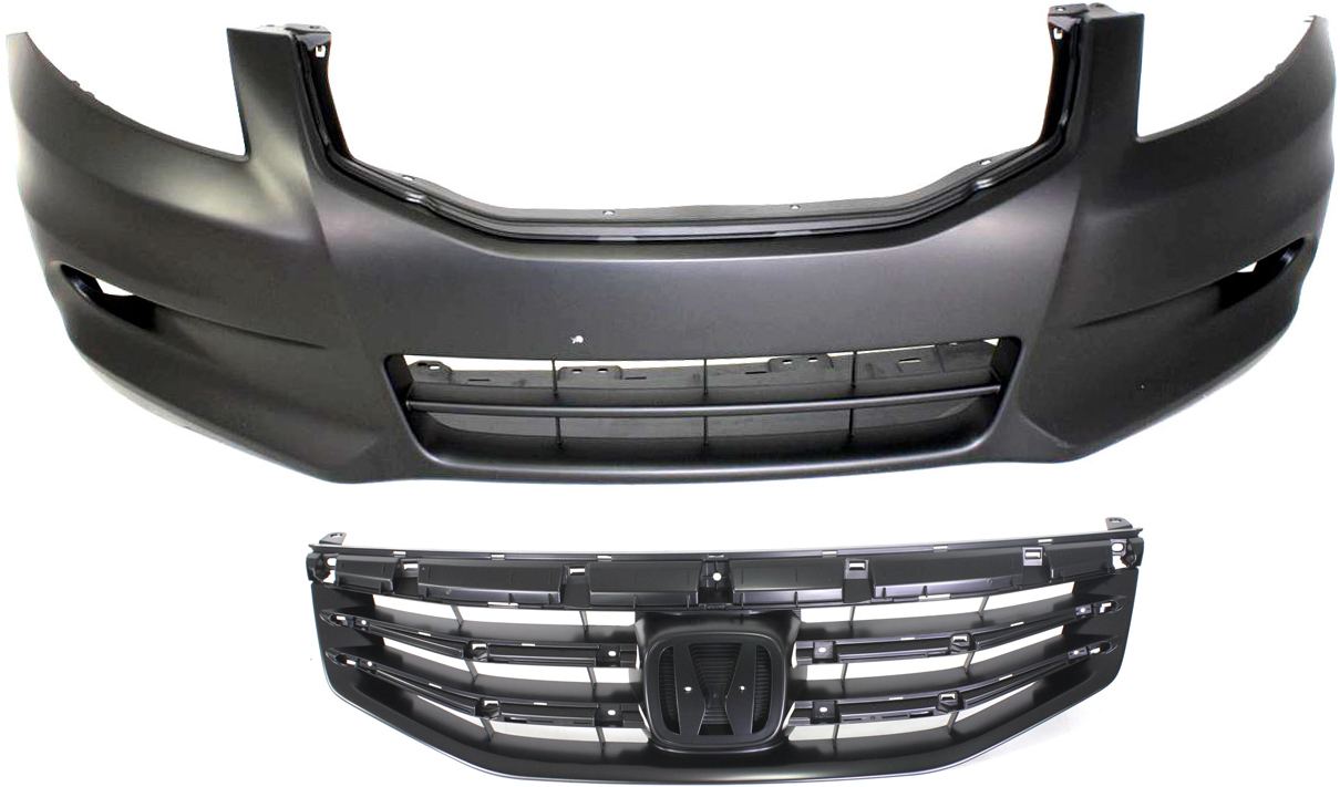 AM ACCORD 11-12 FRONT BUMPER COVER Primed 2 pc Kit with Grille Sedan SKU KIT 90115-10 Partslink HO1000279 HO1200203 OEM 04711TA6A91ZZ 71121TA0A11