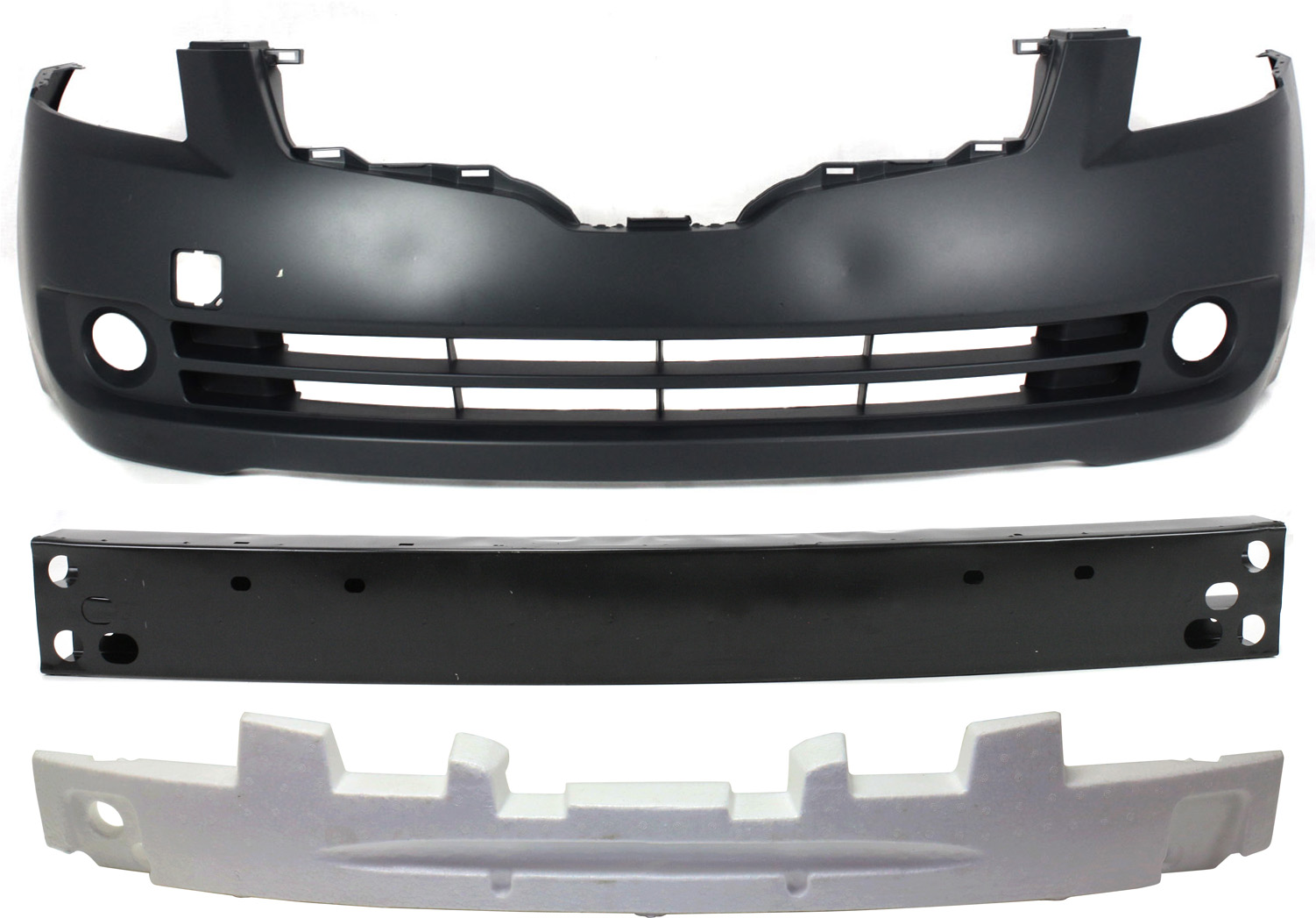 AM ALTIMA 07-08 FRONT BUMPER COVER Primed 3 pc Kit with Bumper Absorber and Bumper Reinforcement Sedan SKU KIT 90115-22 Partslink NI1000240 NI1070139 NI1006218 OEM 62022JA040-62090JA00A 62032JA0