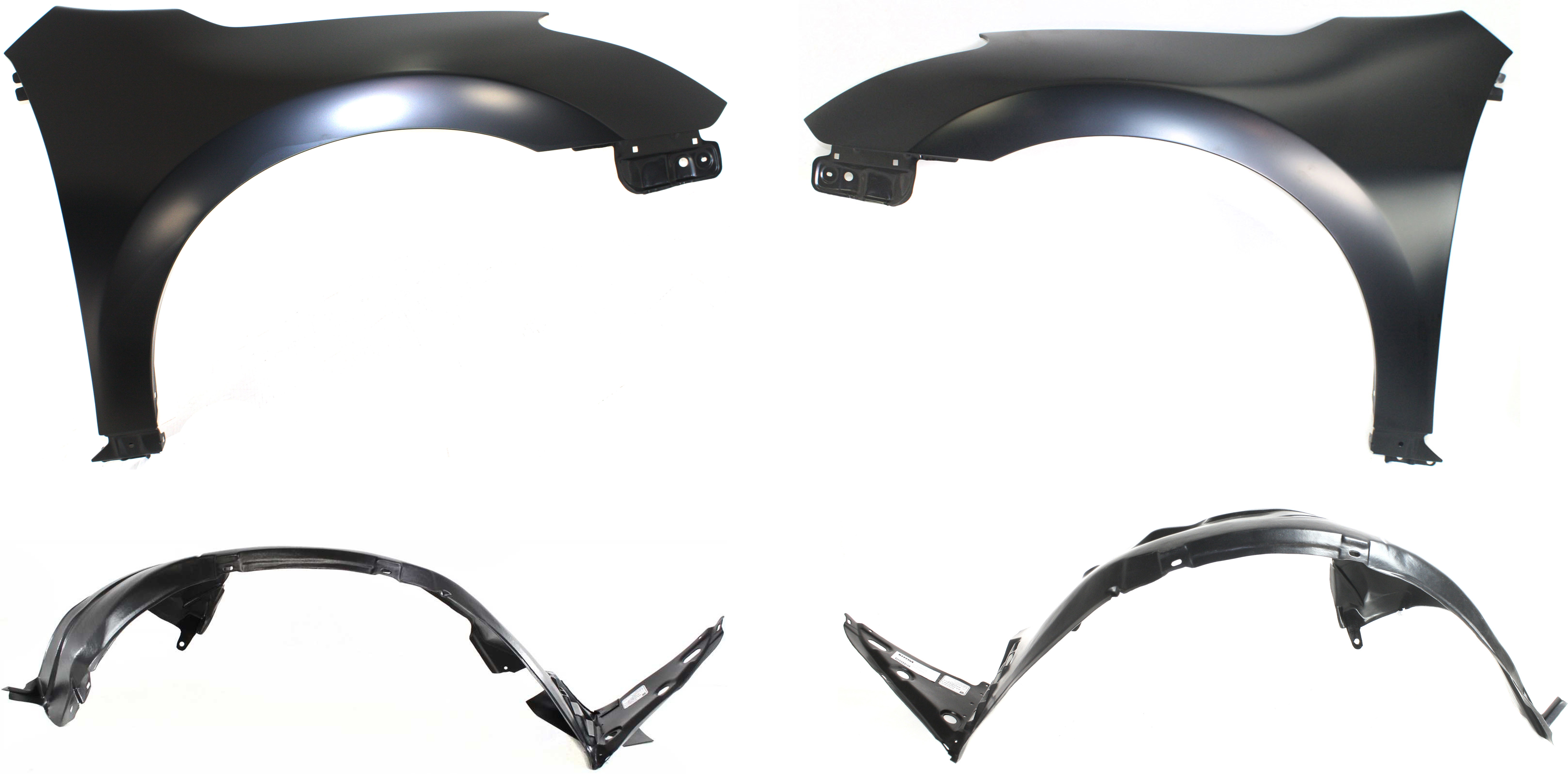 AM ALTIMA 08-13 FRONT FENDER RH AND LH 4 pc kit with Fender Liners SKU KIT 90115-26 Partslink NI1241195 NI1240195 NI1250135 NI1251135 OEM 63100ZN65A 63101ZN65A 63841ZX0