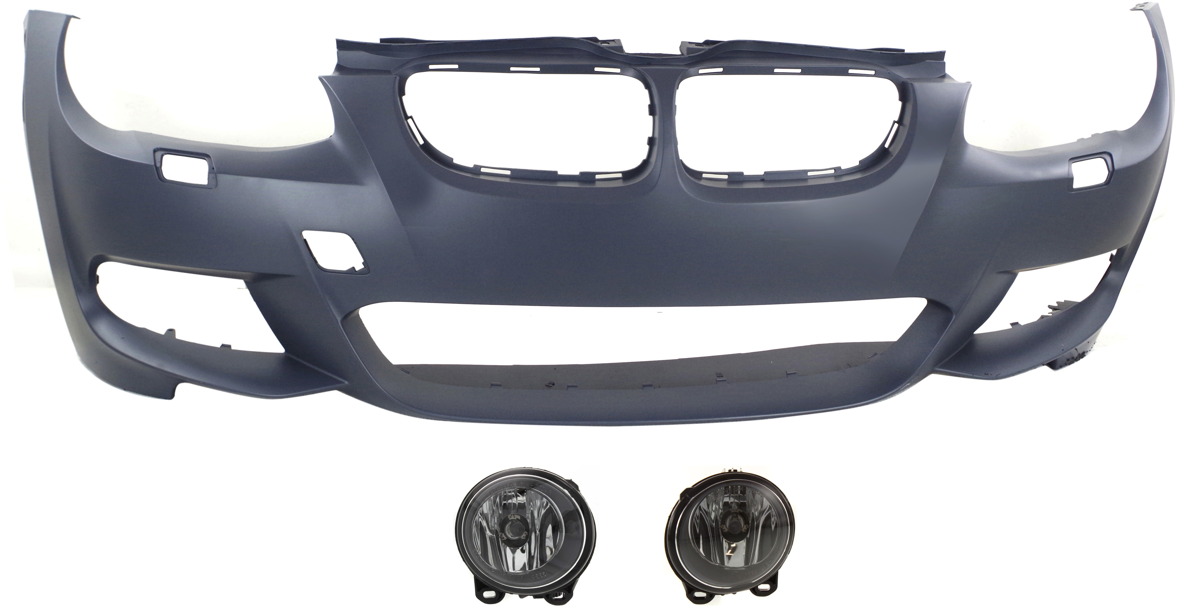 AM 3 SERIES 11-13 FRONT BUMPER COVER 3 pc Kit with Fog Lights SKU KIT BCFL 0008 Partslink BM1000246 BM2592130 BM2593130 OEM 51118035785-63177839865-631778