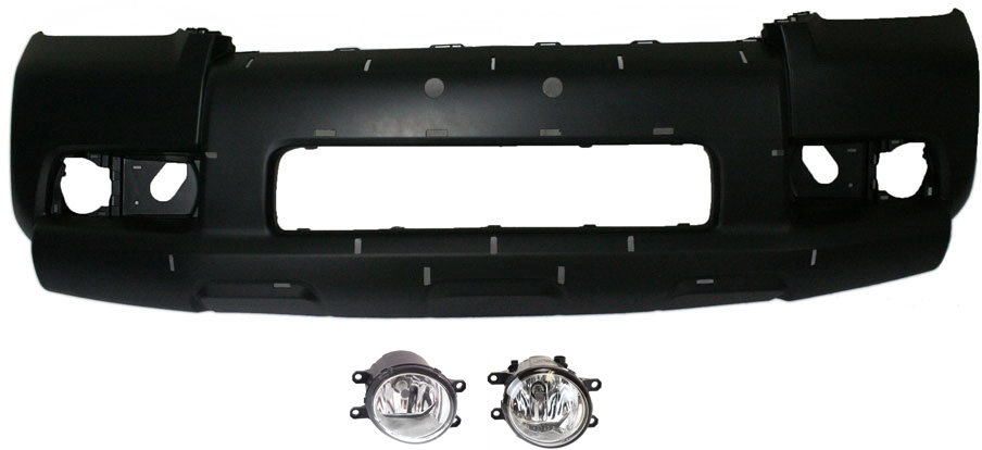 AM 4RUNNER 10-13 FRONT BUMPER COVER Primed 3 pc Kit with Fog Lights SKU KIT BCFL 0022 Partslink TO1000365 TO2592124 TO2592133 TO2593124 TO2593133 OEM 5211935907-5211935910-812200W0