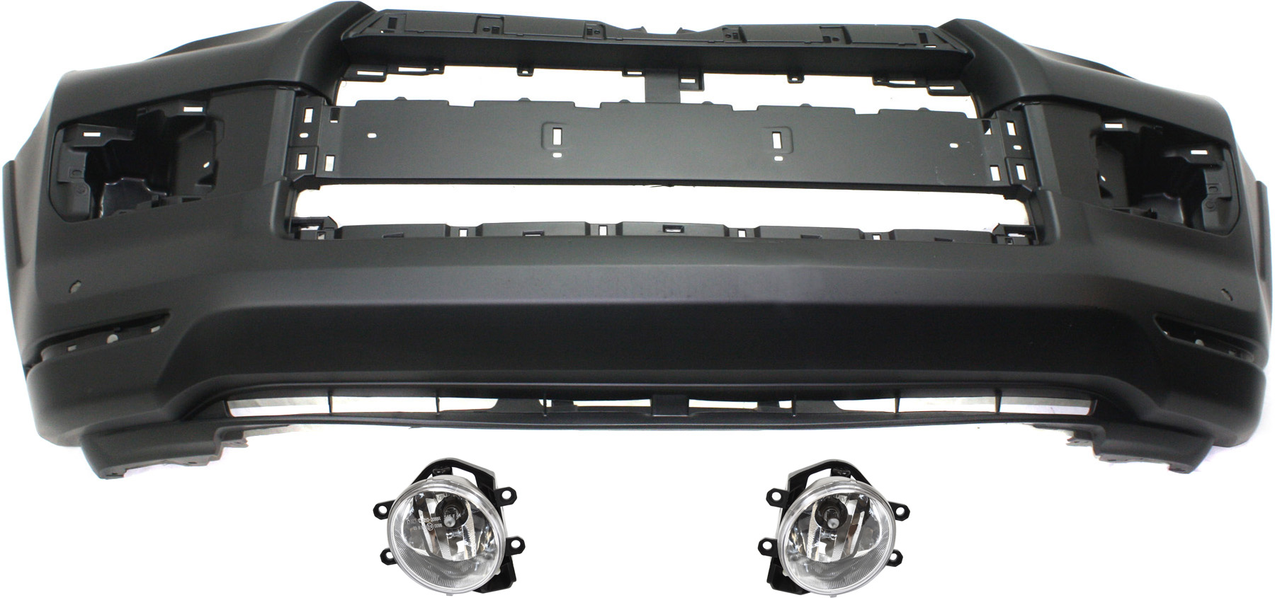 AM 4RUNNER 14-20 FRONT BUMPER COVER Primed 3 pc Kit with Fog Lights SKU KIT BCFL 0028 Partslink TO1000407 TO2592126 TO2593126 OEM 5211935916-5211935913-81220122