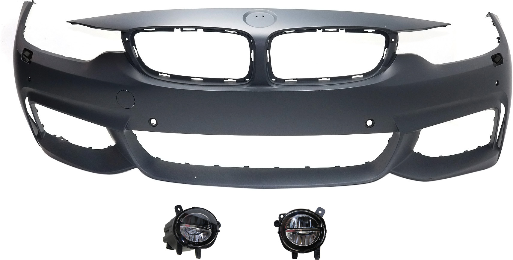 AM 4 SERIES 14-20 FRONT BUMPER COVER Primed 3 pc Kit with Fog Lights CAPA SKU KIT BCFL 0048 Partslink BM1000342C BM2592153 BM2593153 OEM 51118060885-63177315559-631773