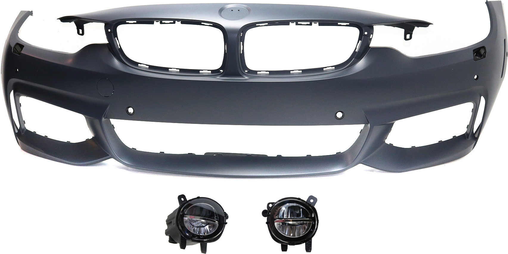 AM 4 SERIES 14-20 FRONT BUMPER COVER Primed 3 pc Kit with Fog Lights CAPA SKU KIT BCFL 0052 Partslink BM1000344C BM2592153 BM2593153 OEM 51118060887-63177315559-631773