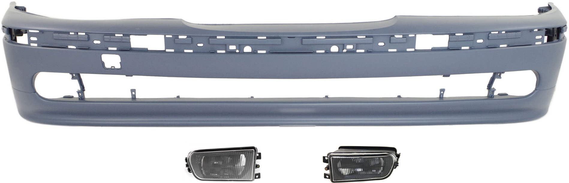 AM BMW 540I 01-02 FRONT BUMPER COVER Primed 3 pc Kit with Fog Lights SKU KIT BCFL 0059 Partslink BM1000132 BM2592112 BM2593112 OEM 51117005950-63178381977-631783