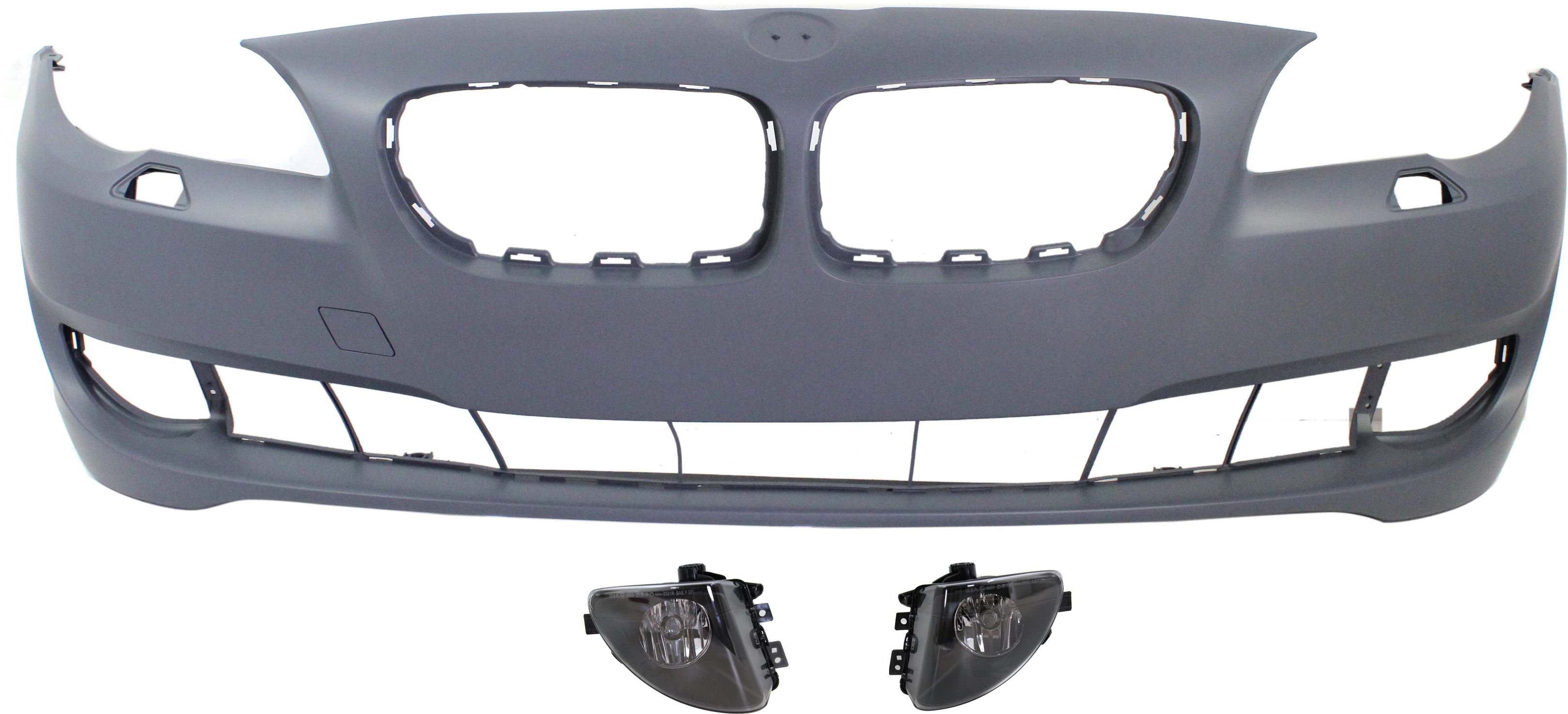 AM 5 SERIES 11-13 FRONT BUMPER COVER Primed 3 pc Kit with Fog Lights Sedan SKU KIT BCFL 0060 Partslink BM1000243 BM1000242 BM2592140 BM2593140 OEM 51117285963-63177216885-631772