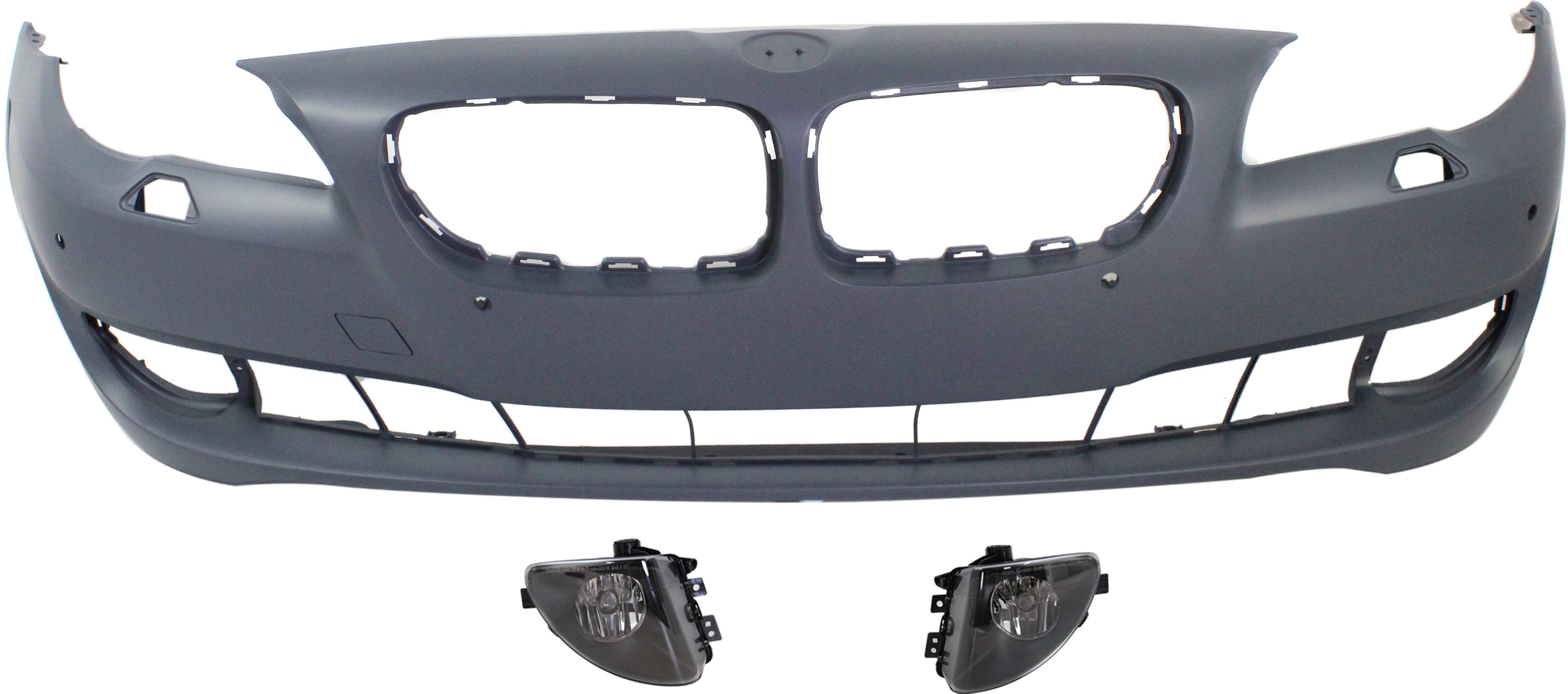 AM 5 SERIES 11-13 FRONT BUMPER COVER Primed 3 pc Kit with Fog Lights Sedan SKU KIT BCFL 0062 Partslink BM1000241 BM2592140 BM2593140 OEM 51117285964-63177216885-631772