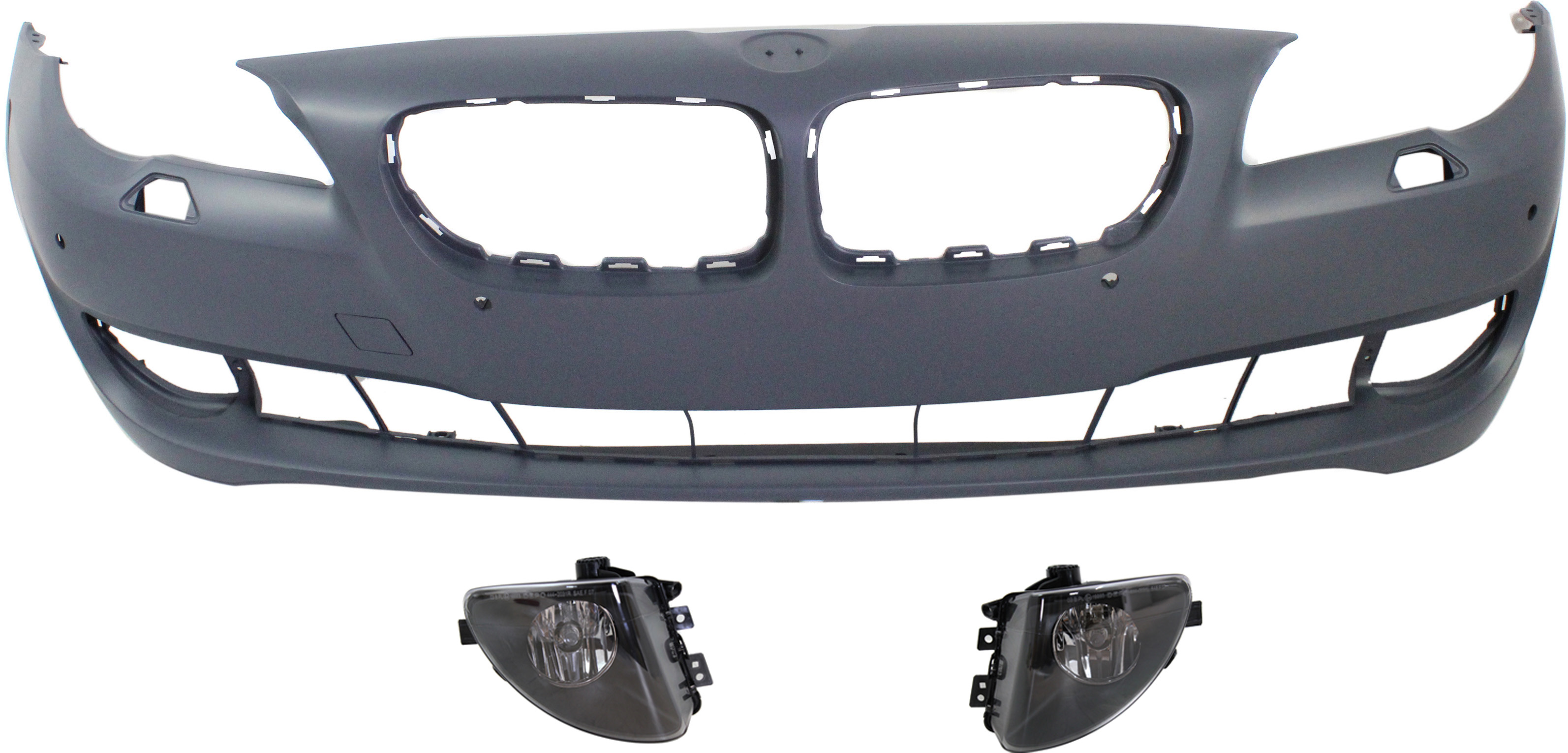 AM 5 SERIES 11-13 FRONT BUMPER COVER Primed 3 pc Kit with Fog Lights Sedan CAPA SKU KIT BCFL 0063 Partslink BM1000241C BM2592140 BM2593140 OEM 51117285964-63177216885-631772
