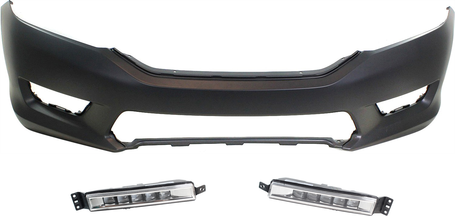 AM ACCORD 14-15 FRONT BUMPER COVER Primed 3 pc Kit with Fog Lights Sedan SKU KIT BCFL 0086 Partslink HO1000288 HO2592142C HO2593142C OEM 04711T2AA90ZZ 33900T2AA21-3395