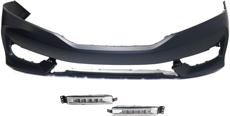 AM ACCORD 16-17 FRONT BUMPER COVER Primed 3 pc Kit with Fog Lights SKU KIT BCFL 0094 Partslink HO1000304 HO2592142C HO2593142C OEM 33900T2AA21-33950T2AA21-71101T