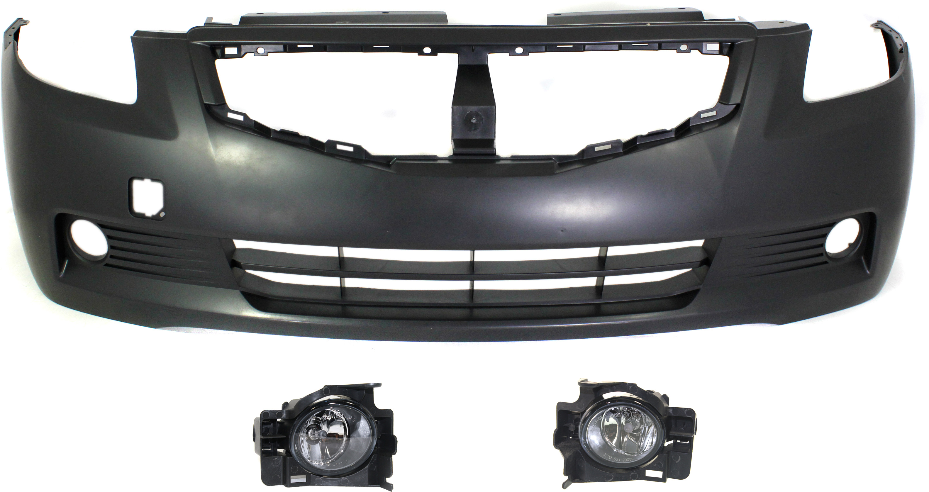 AM ALTIMA 08-09 FRONT BUMPER COVER Primed 3 pc Kit with Fog Lights Coupe SKU KIT BCFL 0102 Partslink NI1000250 NI2592126 NI2593126 OEM 62022JB100-26155JB10A 26150JB1