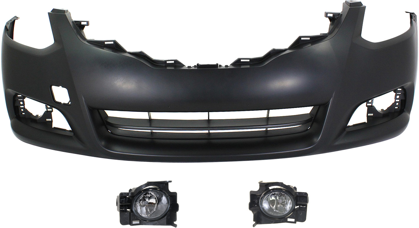 AM ALTIMA 10-13 FRONT BUMPER COVER Primed 3 pc Kit with Fog Lights Coupe SKU KIT BCFL 0104 Partslink NI1000275 NI2592126 NI2593126 OEM 62022ZX10H 26155JB10A 26150JB1