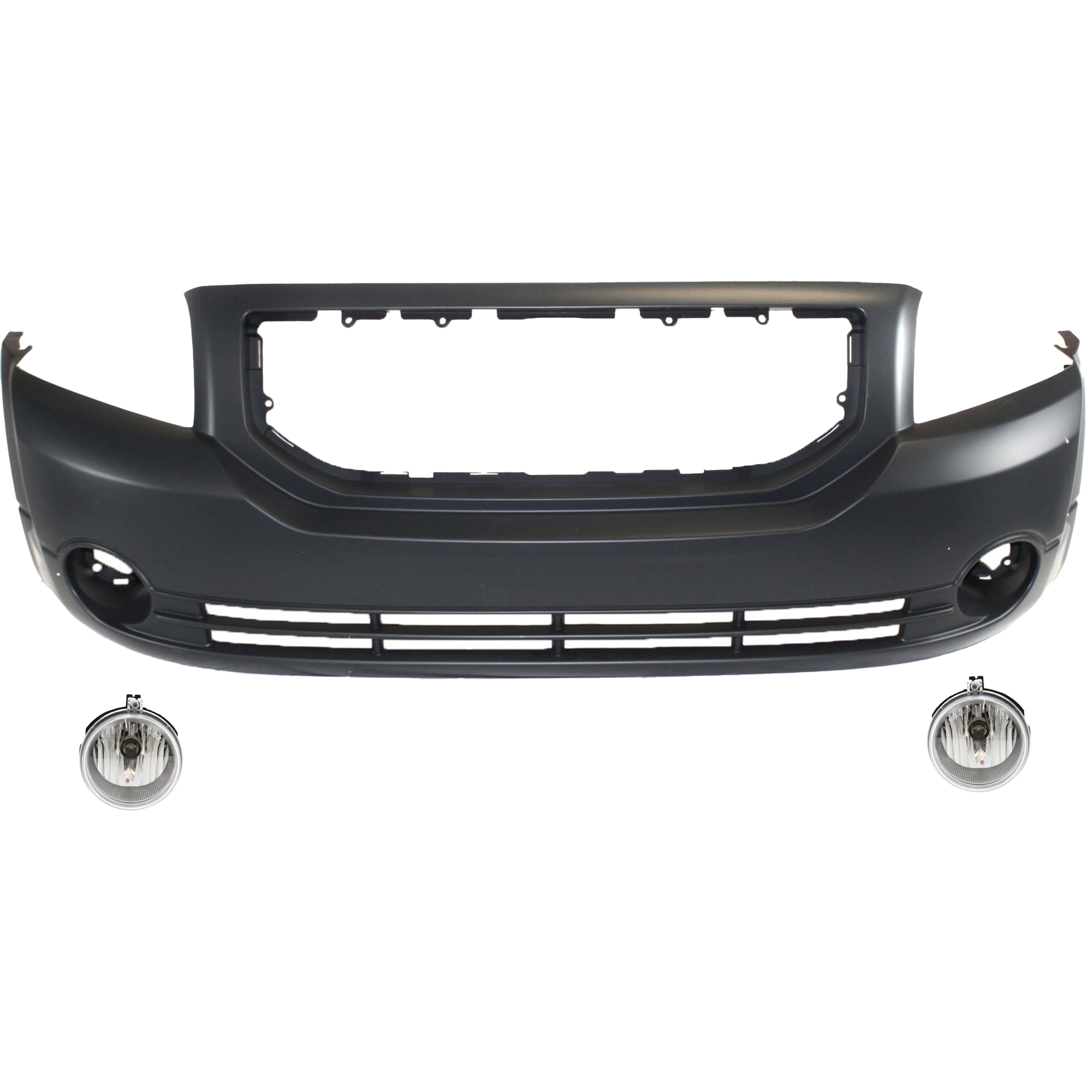 AM CALIBER 07-09 FRONT BUMPER COVER Primed 3 pc Kit with Fog Lights CAPA SKU KIT BCFL 0124 Partslink CH1000870C CH2592137 OEM 4805857AB 5183394AE