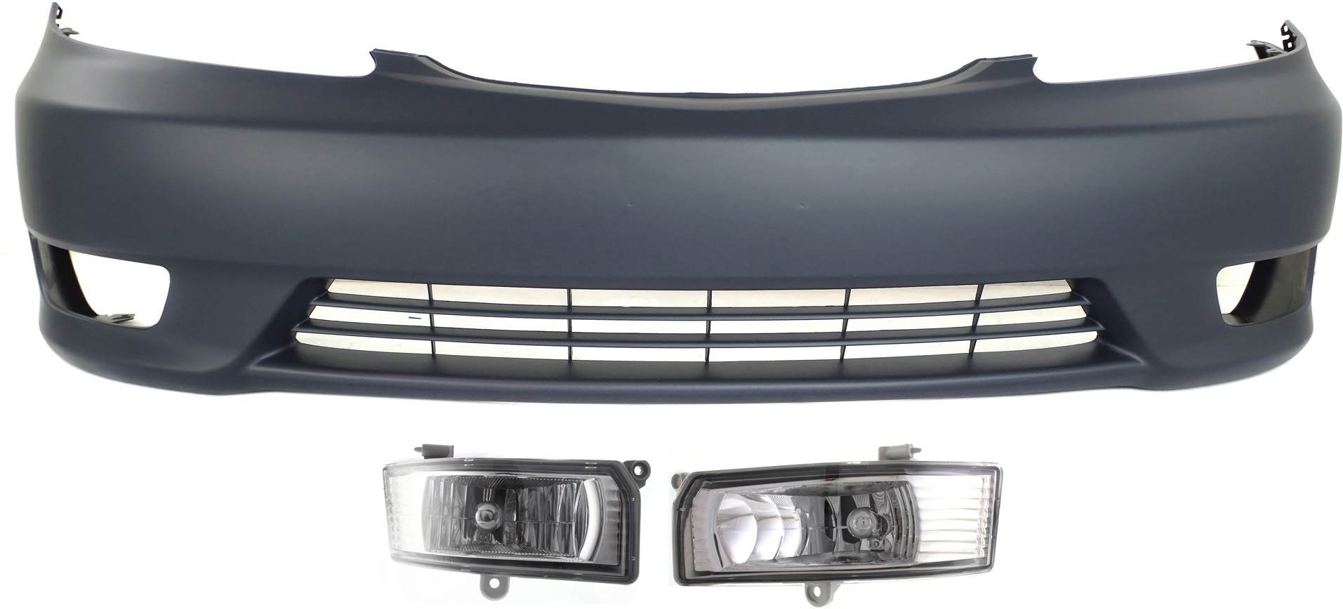 AM CAMRY 05-06 FRONT BUMPER COVER 3 pc Kit Primed SE Model USA Built Vehicle with Fog Lights SKU KIT BCFL 0136 Partslink TO1000285 TO2592120 TO2593120 OEM 5211906908-8122006040-81210060